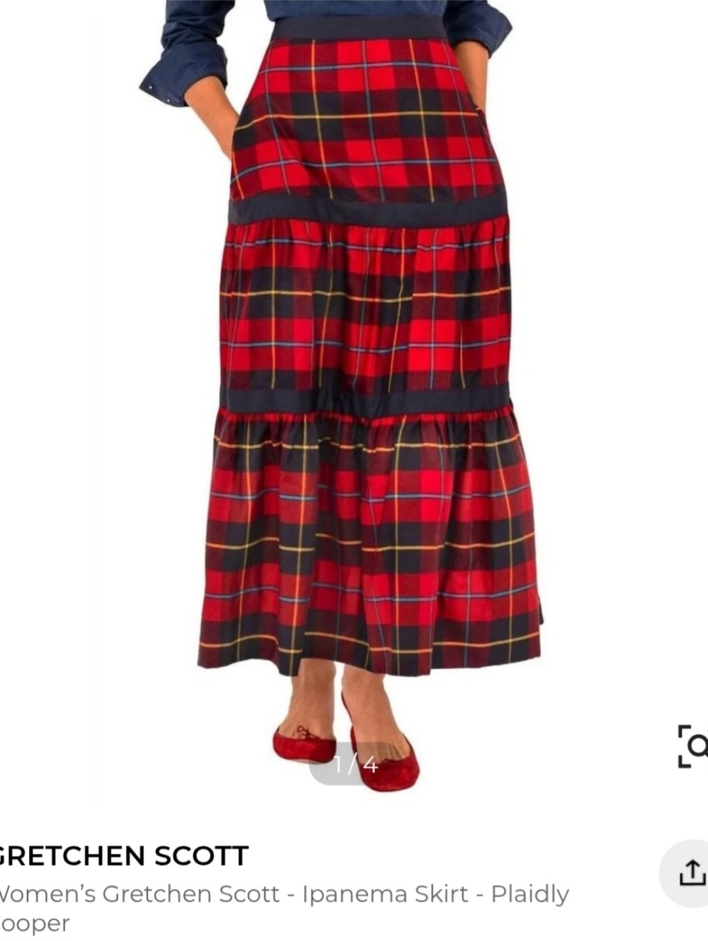 Gretchen Scott Ipanema Plaidly Cooper Maxi Skirt Size S - Picture 2 of 9